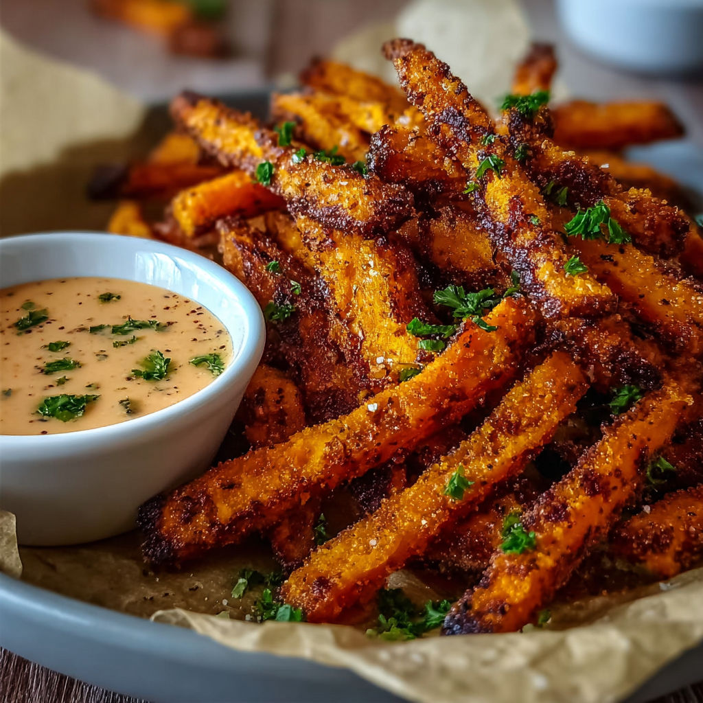 A bowl of fries with a dipping sauce.