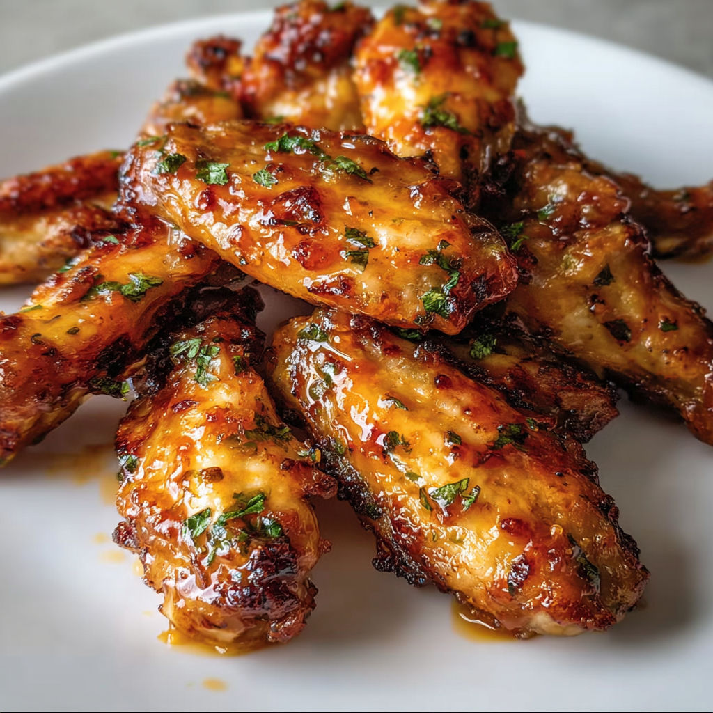 A plate of sticky pineapple-teriyaki chicken wings.