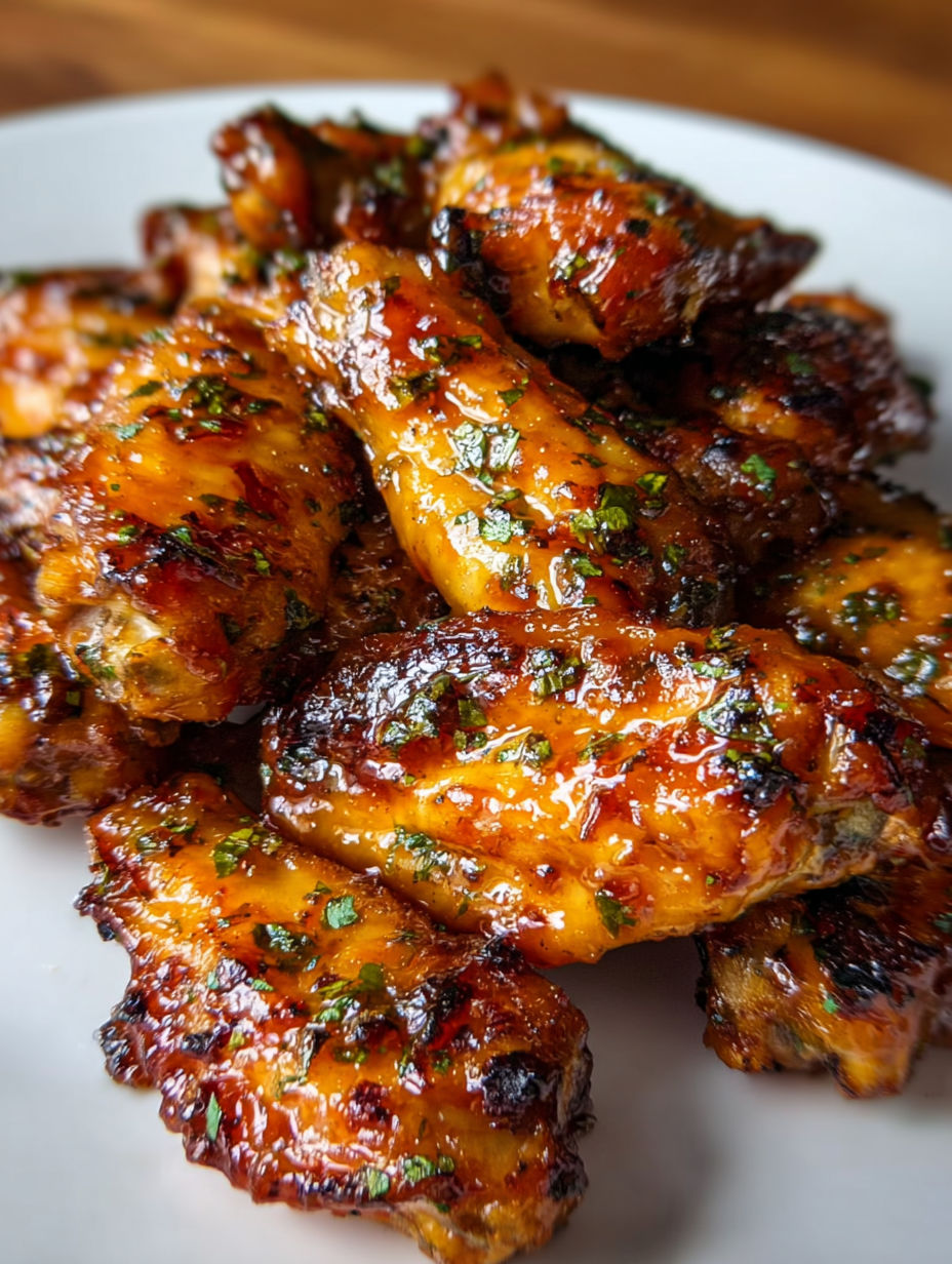 A plate of Sticky Pineapple-Teriyaki Chicken Wings.