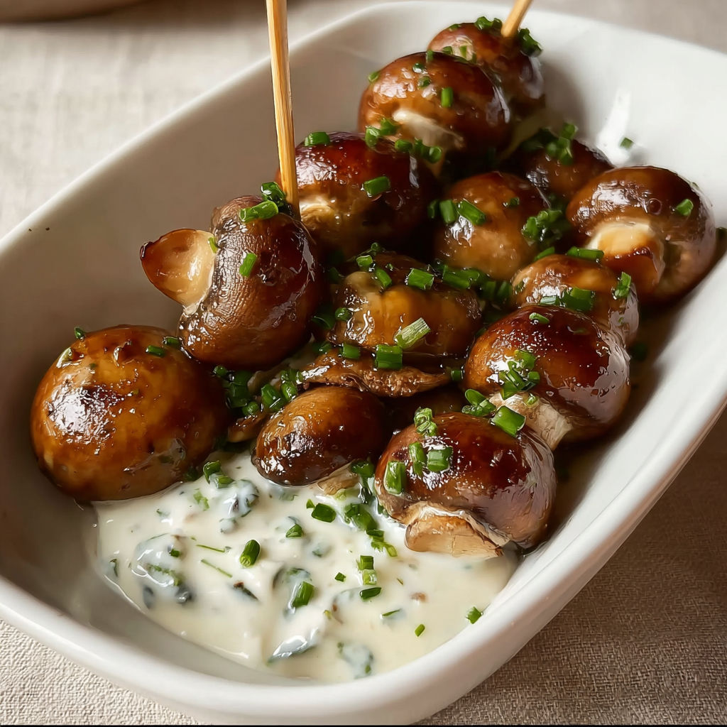 A plate of mushrooms with a dipping sauce.