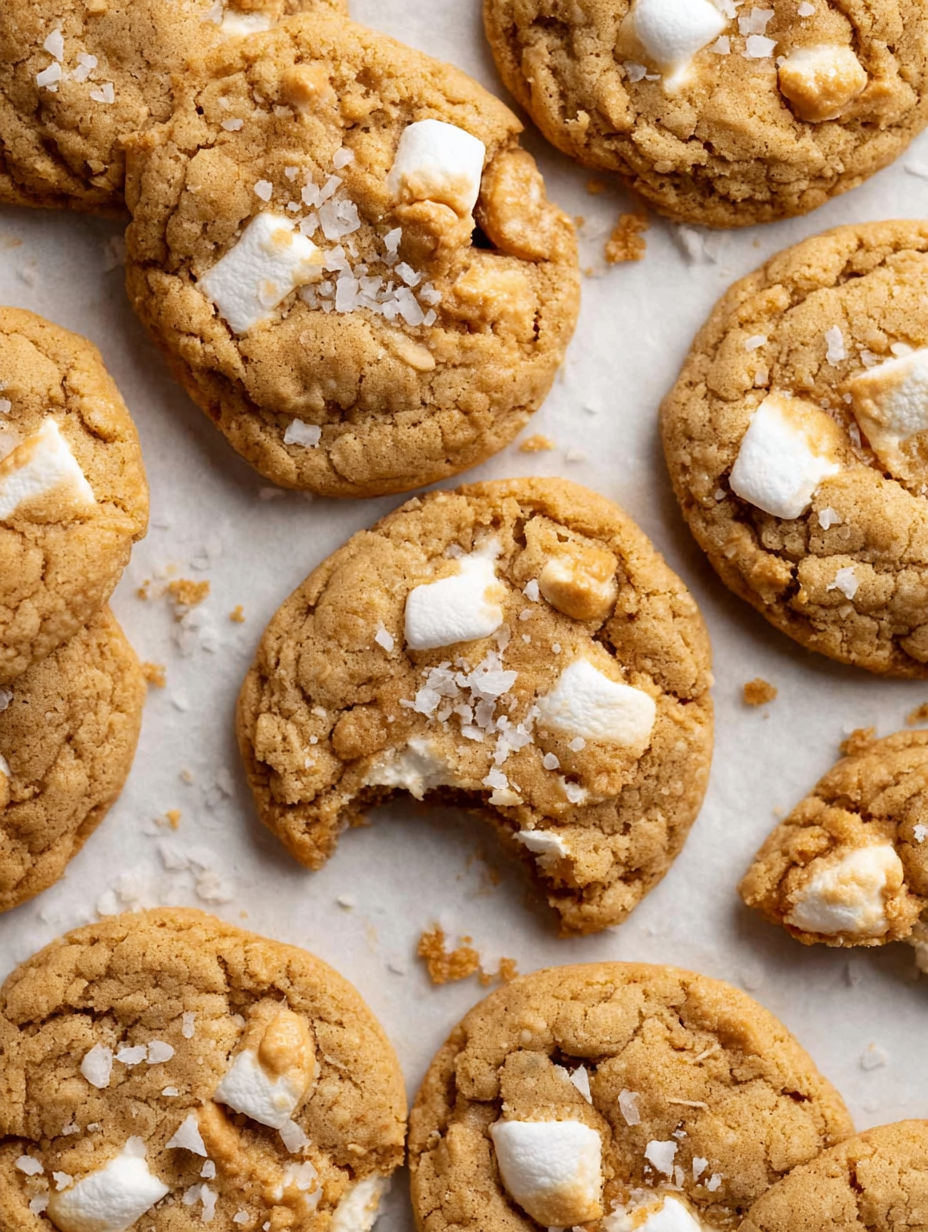 Browned sugar cookies with marshmallows.