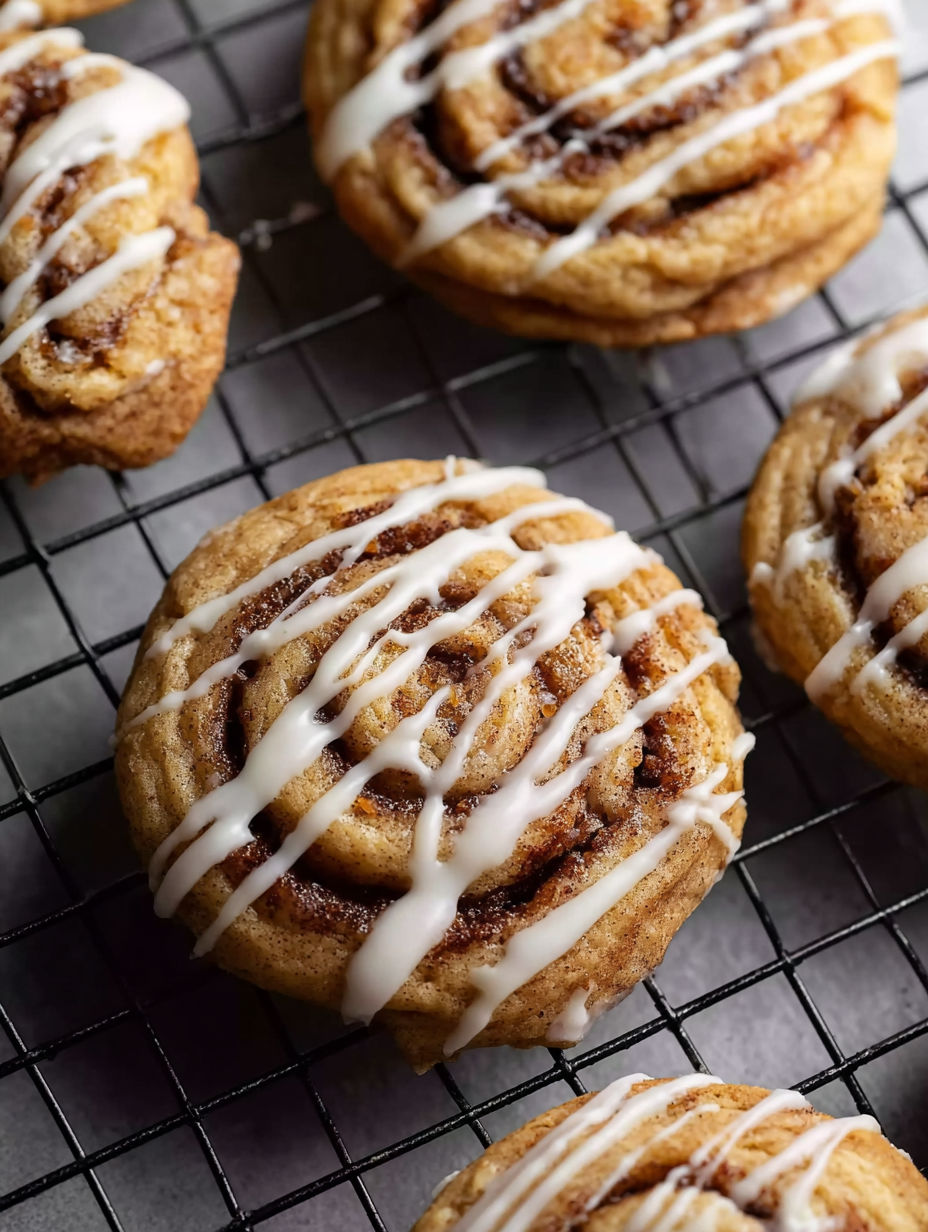 A plate of cinnamon roll cookies.