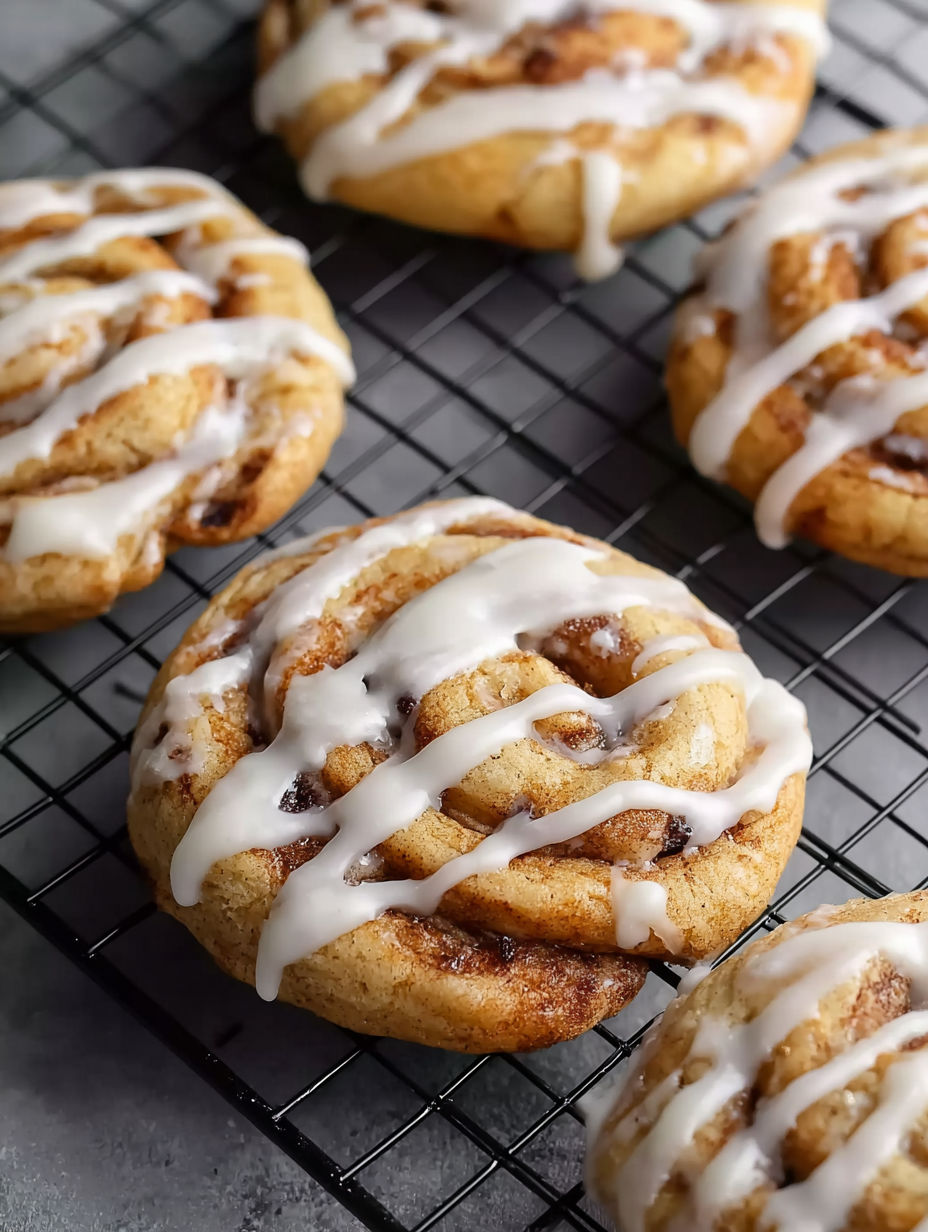 A tray of cinnamon roll cookies.