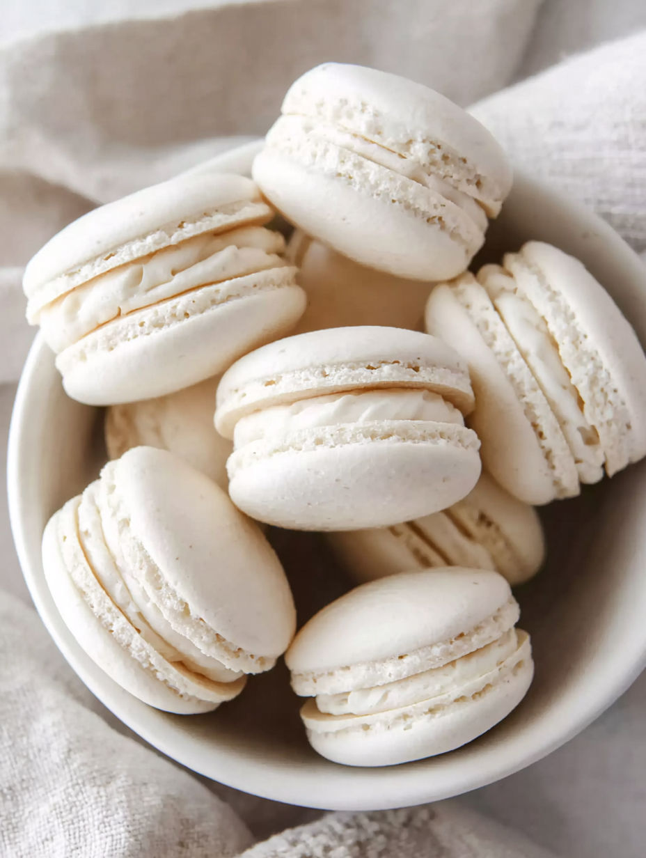 A bowl of macaroons.