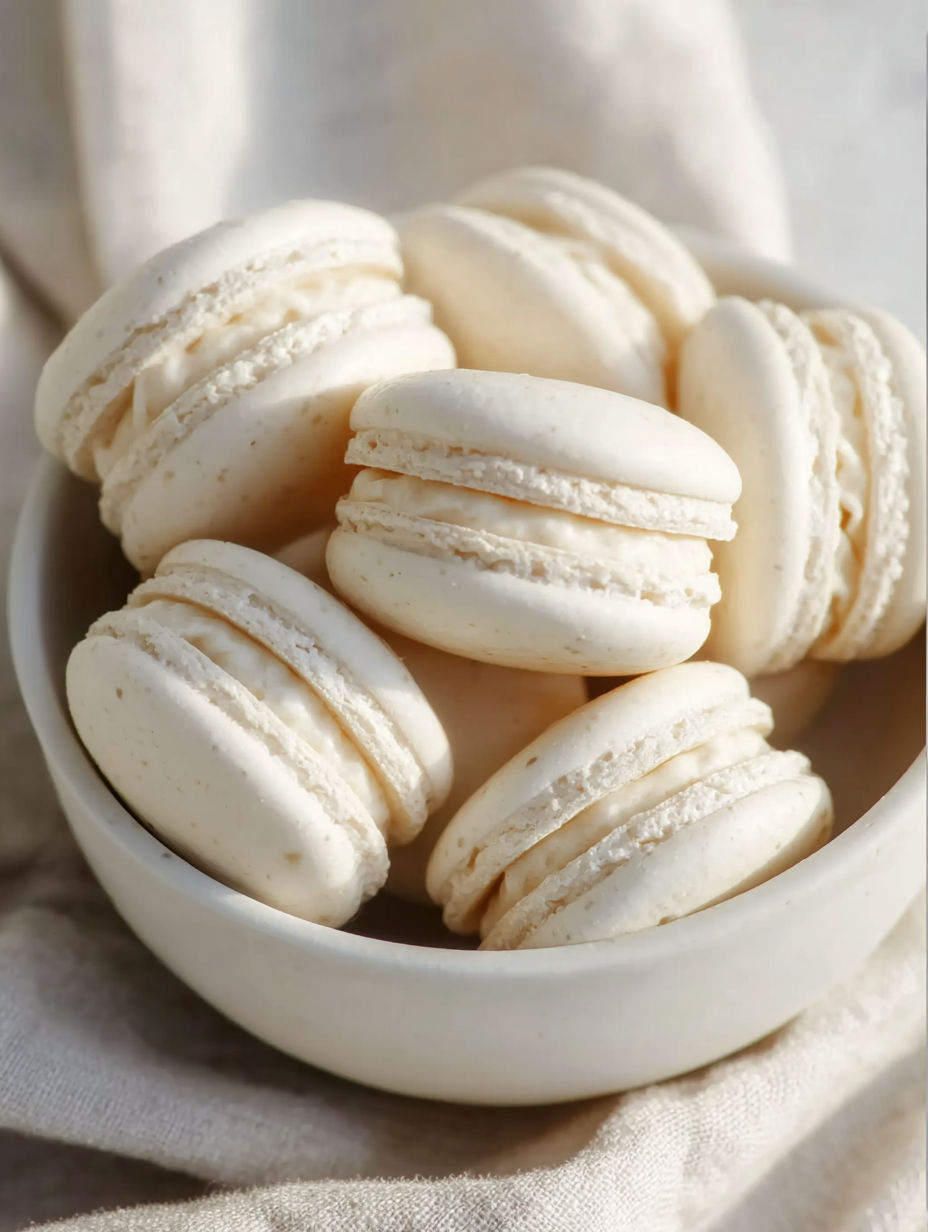 A bowl of macaroons.