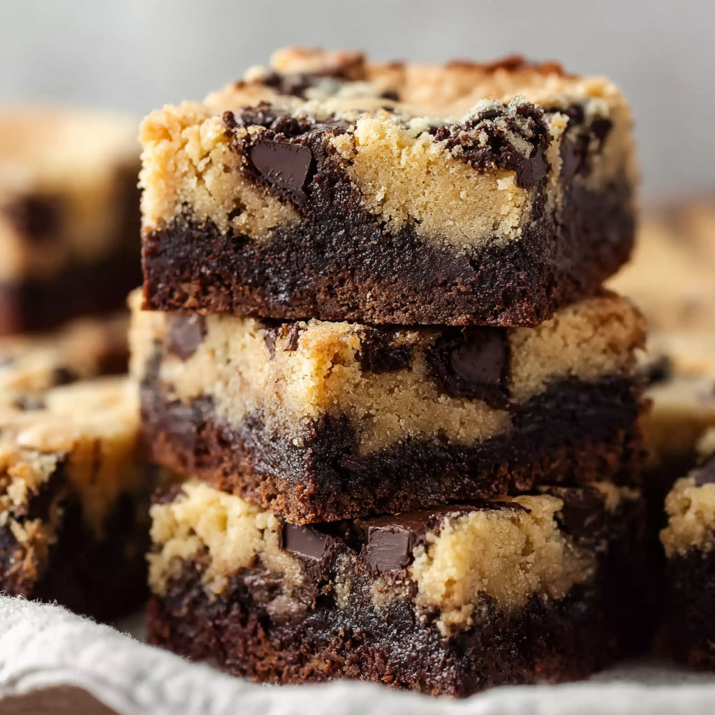 A stack of homemade brownies.