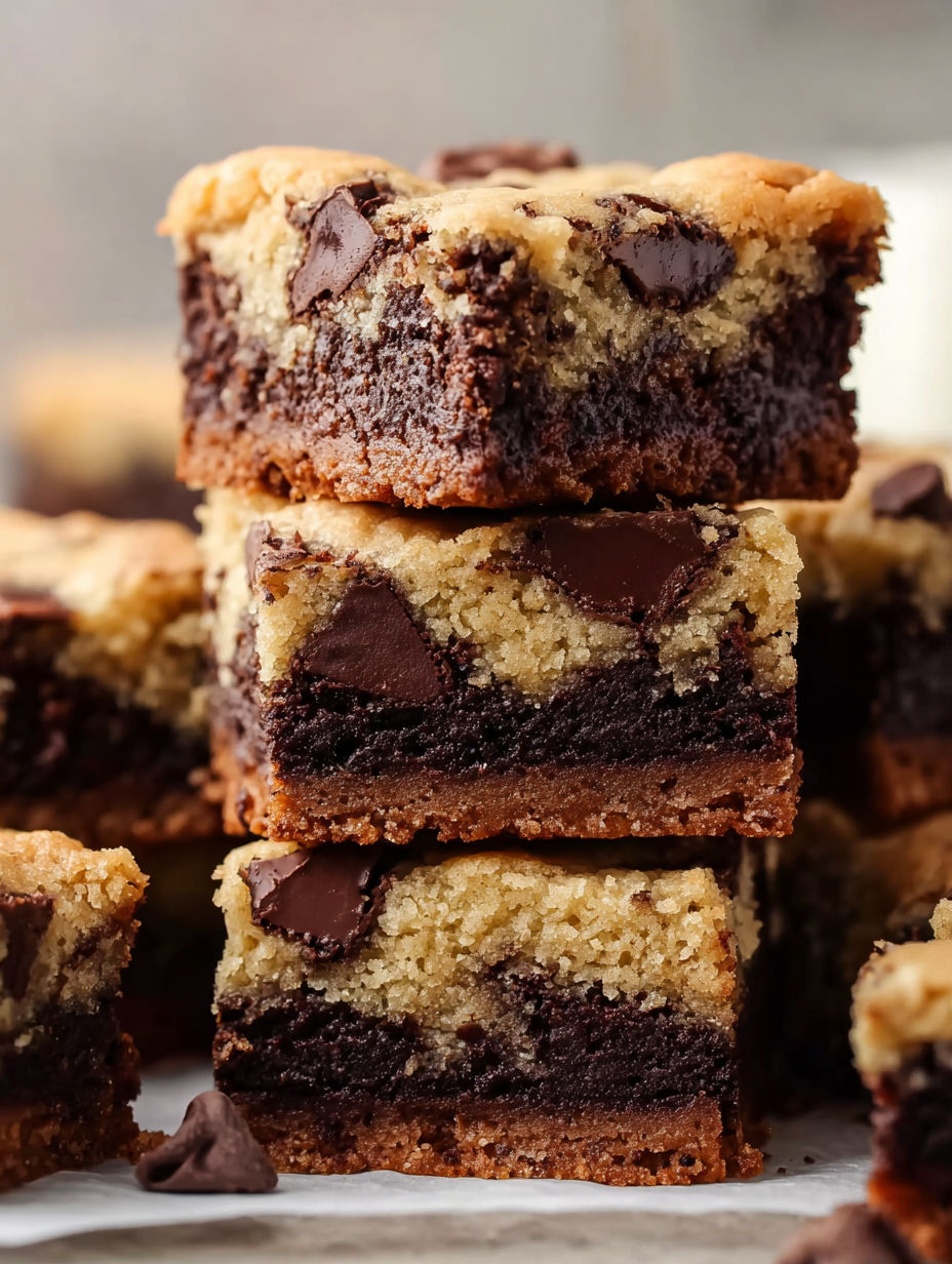 A stack of chocolate chip cookies.