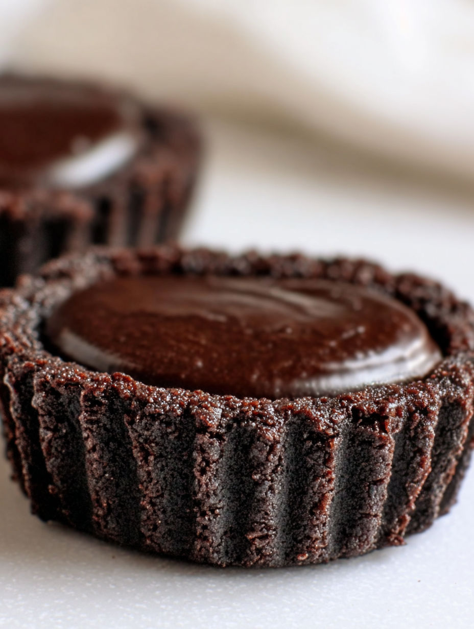 A close up of a chocolate cupcake.