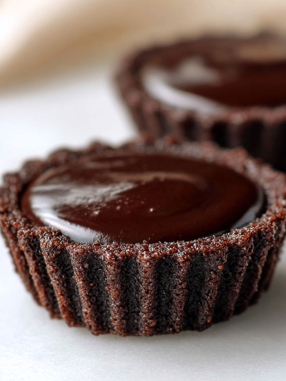 Two mini chocolate cakes with a rich chocolate ganache.