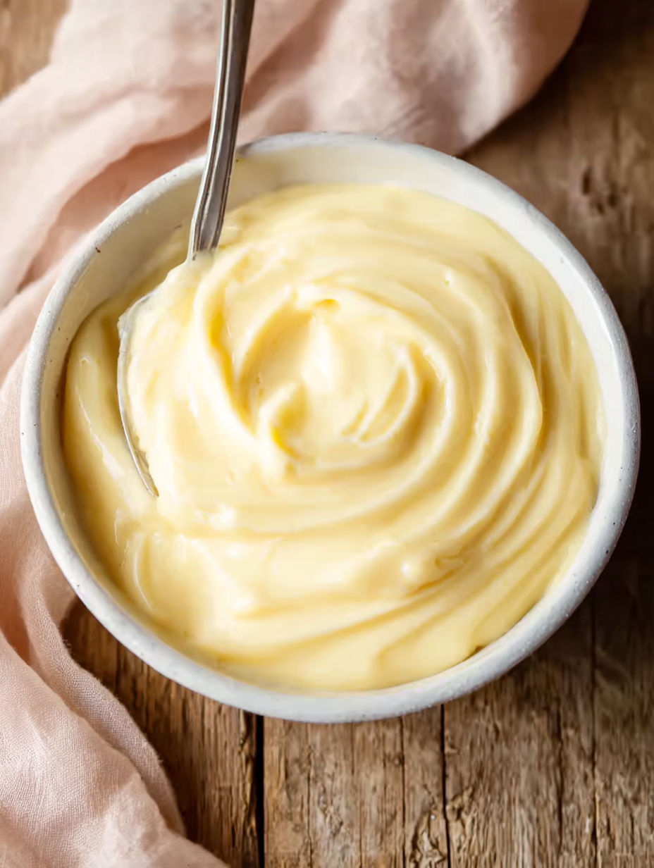 A bowl of crema pasticcera.