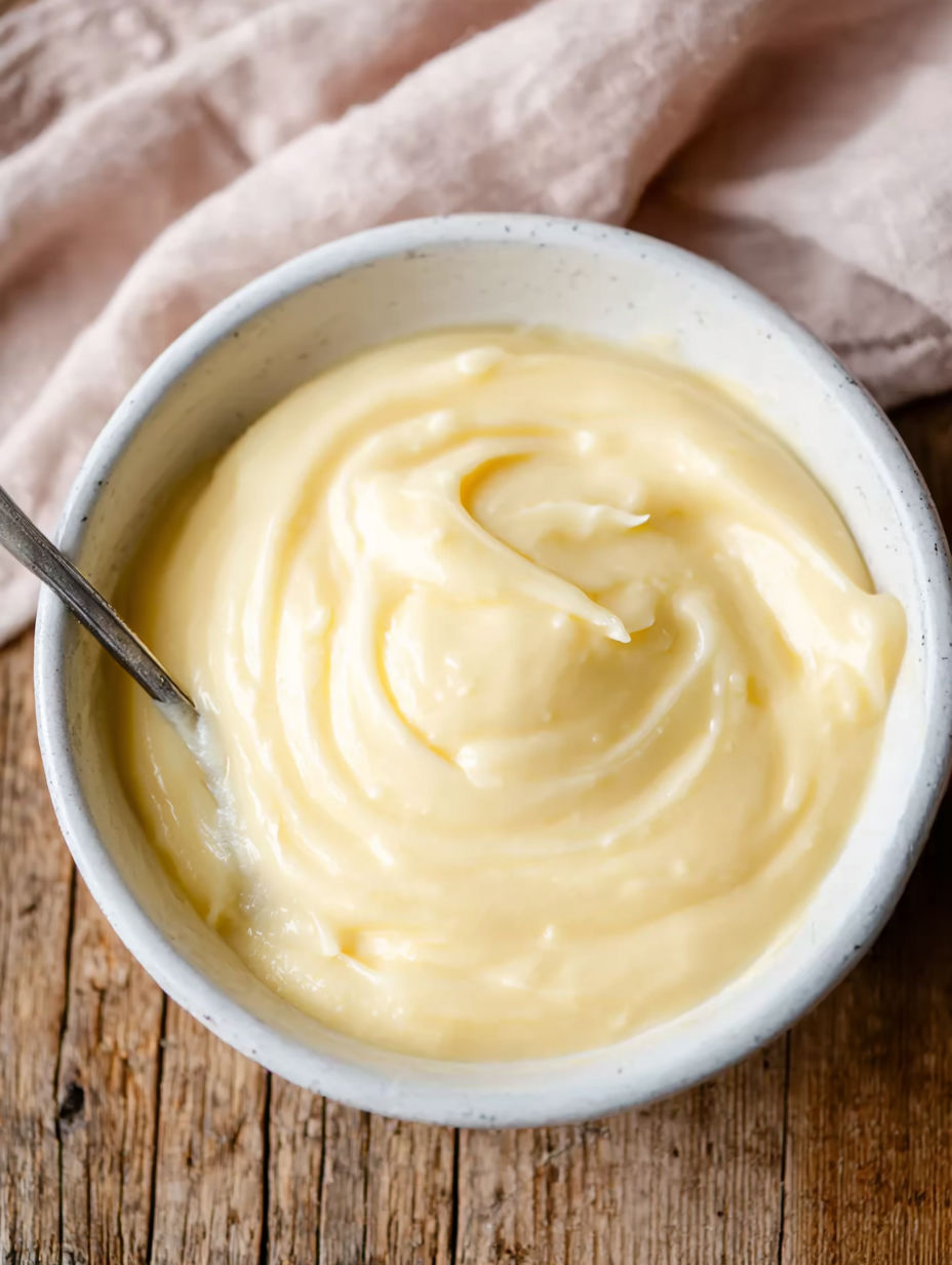 A bowl of crema pasticcera.