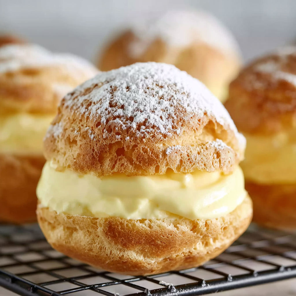 A plate of Italian cream filled pastries.