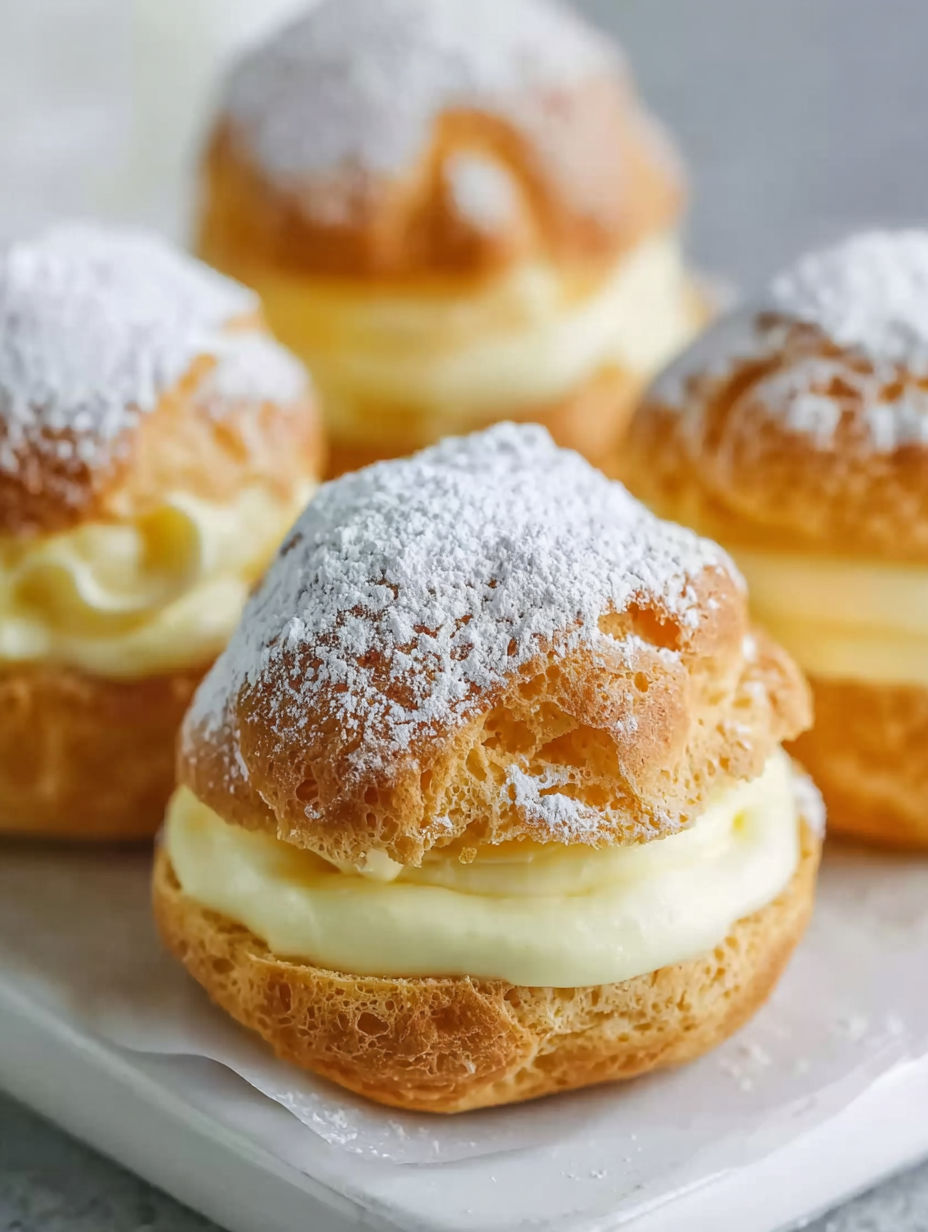 A plate of Italian cream puffs.