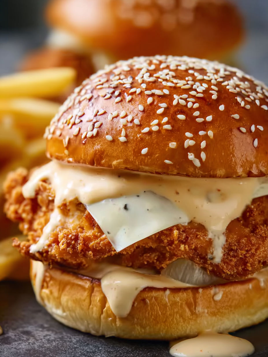 A bang bang chicken slider with cheese and sauce.
