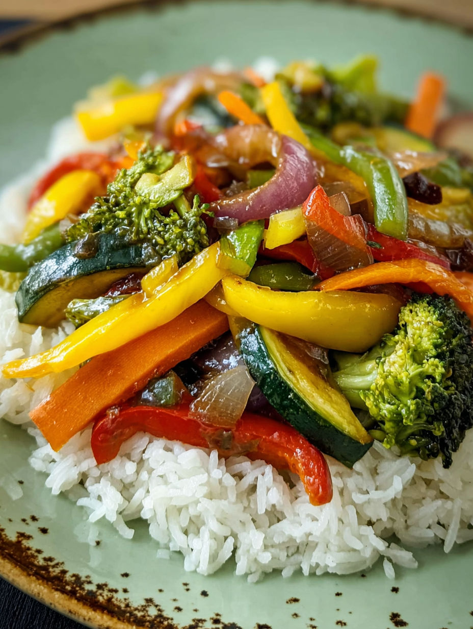 A plate of rice with vegetables on top.
