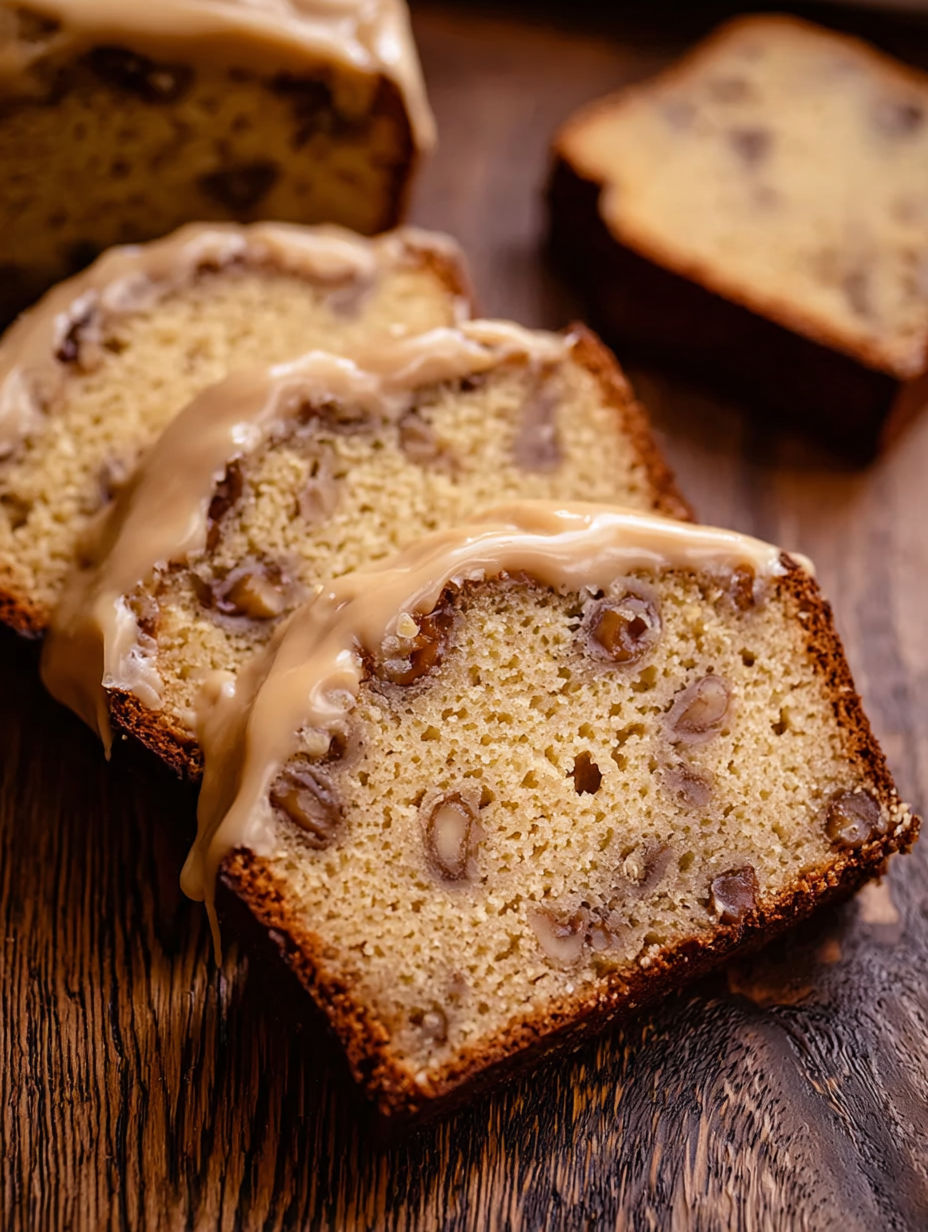 A slice of butter pecan pound cake.