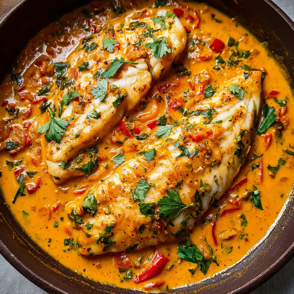 Tilapia in a tomato sauce.