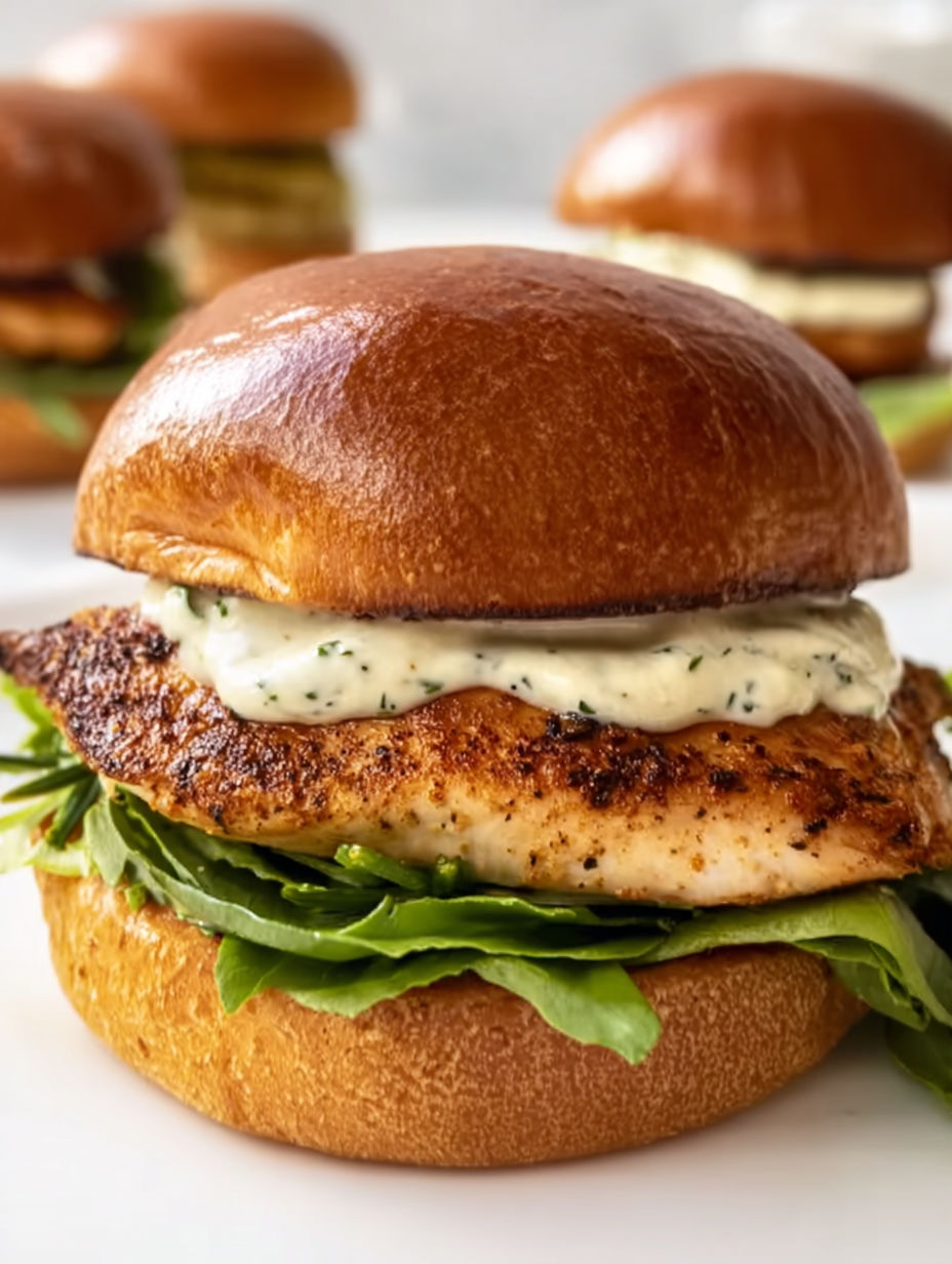 A Cajun Chicken Alfredo Sandwich with lettuce and mayonnaise.