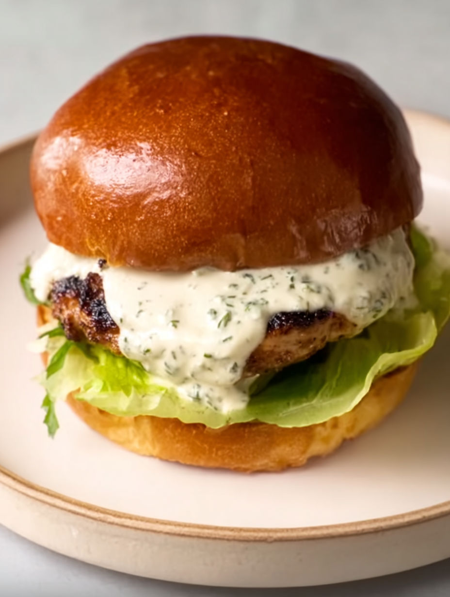 A Cajun Chicken Alfredo Sandwich on a plate.