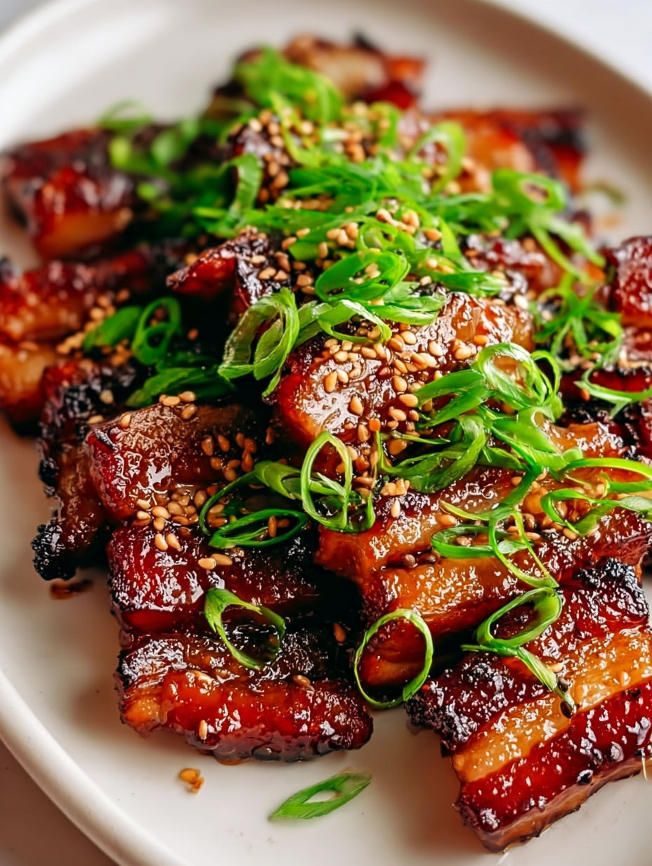 A plate of Koreanischer Schweinebauch.