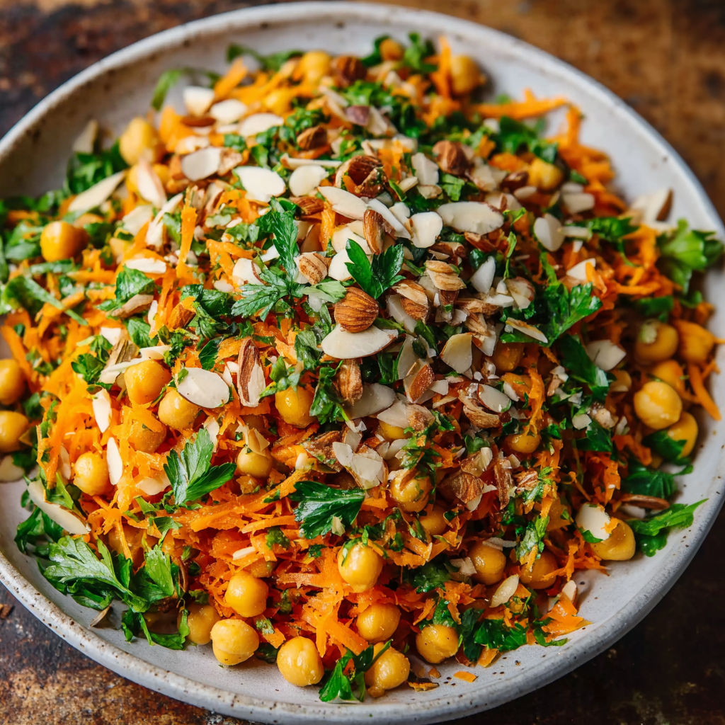 A bowl of food with a mix of vegetables and nuts.