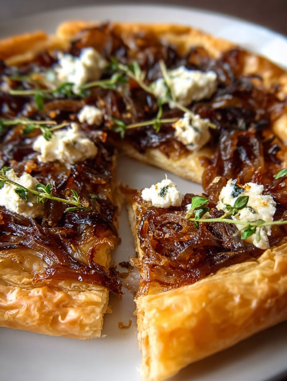 A slice of pie with cheese and onions.