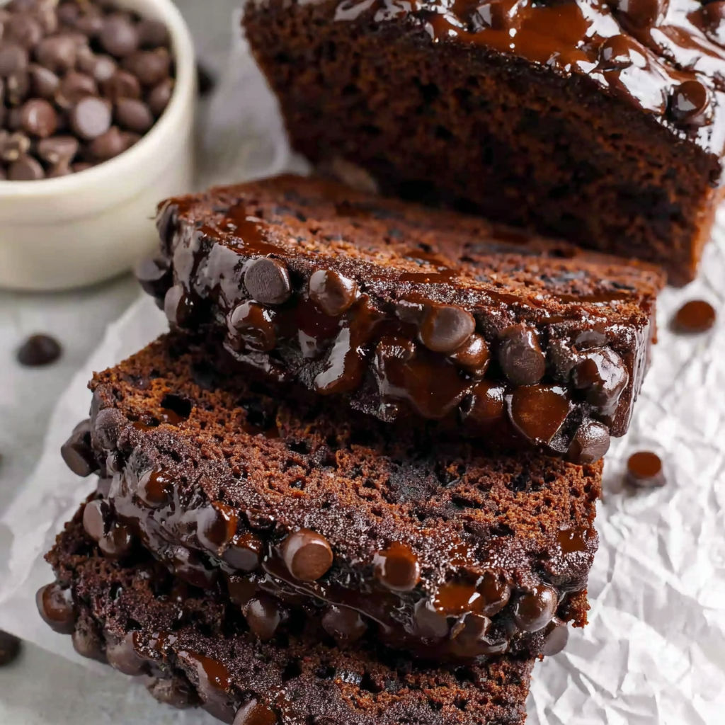 A slice of chocolate cake with chocolate drizzle.