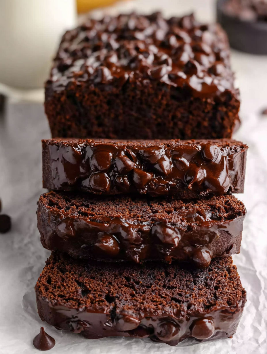 Three slices of chocolate cake.