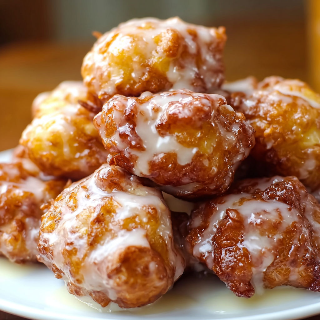 A plate of apple fritter bites.