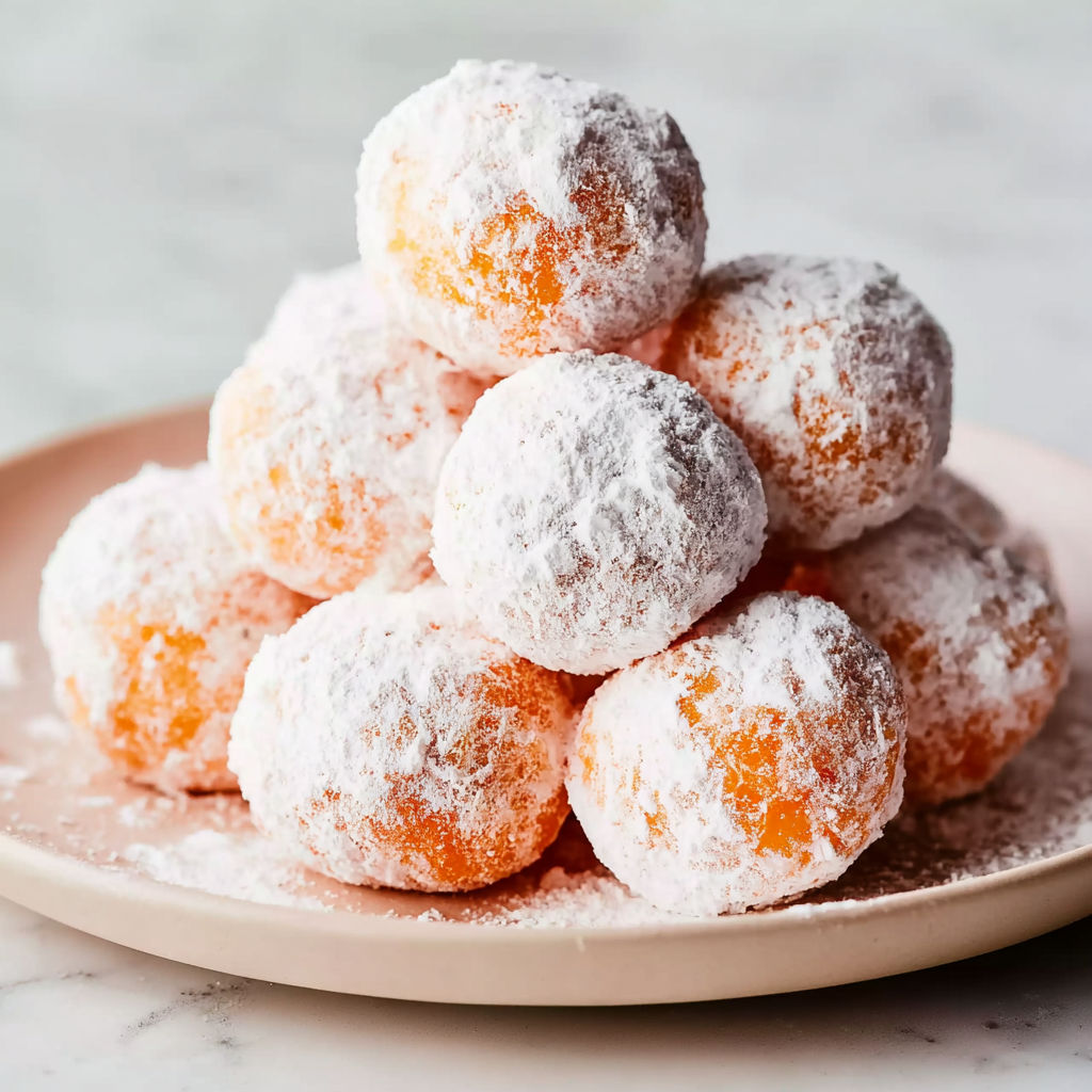 A plate of orange creamsicle truffles.