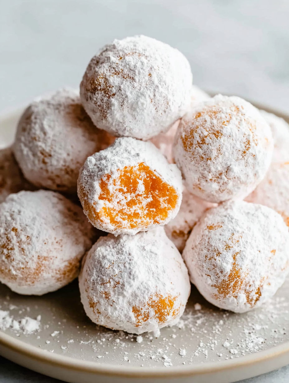 A plate of orange creamsicle truffles.
