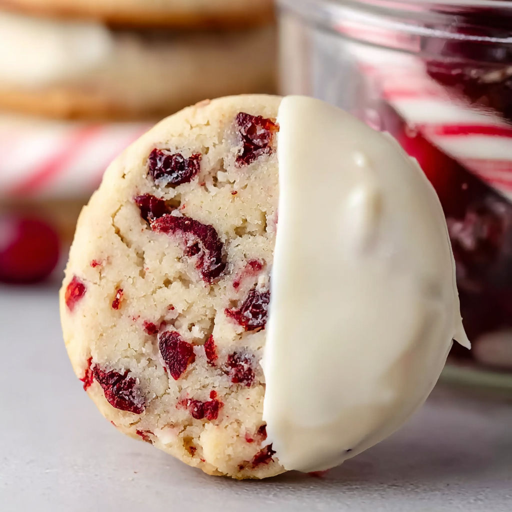 A cookie with white frosting and red frosting.