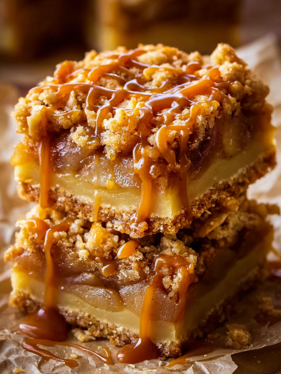 Salted caramel apple pie bars.