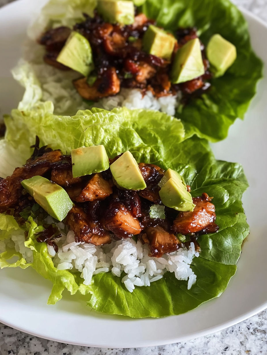 A plate of food with rice, lettuce, and avocado.