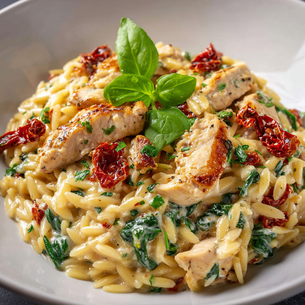 A plate of food with chicken and pasta.