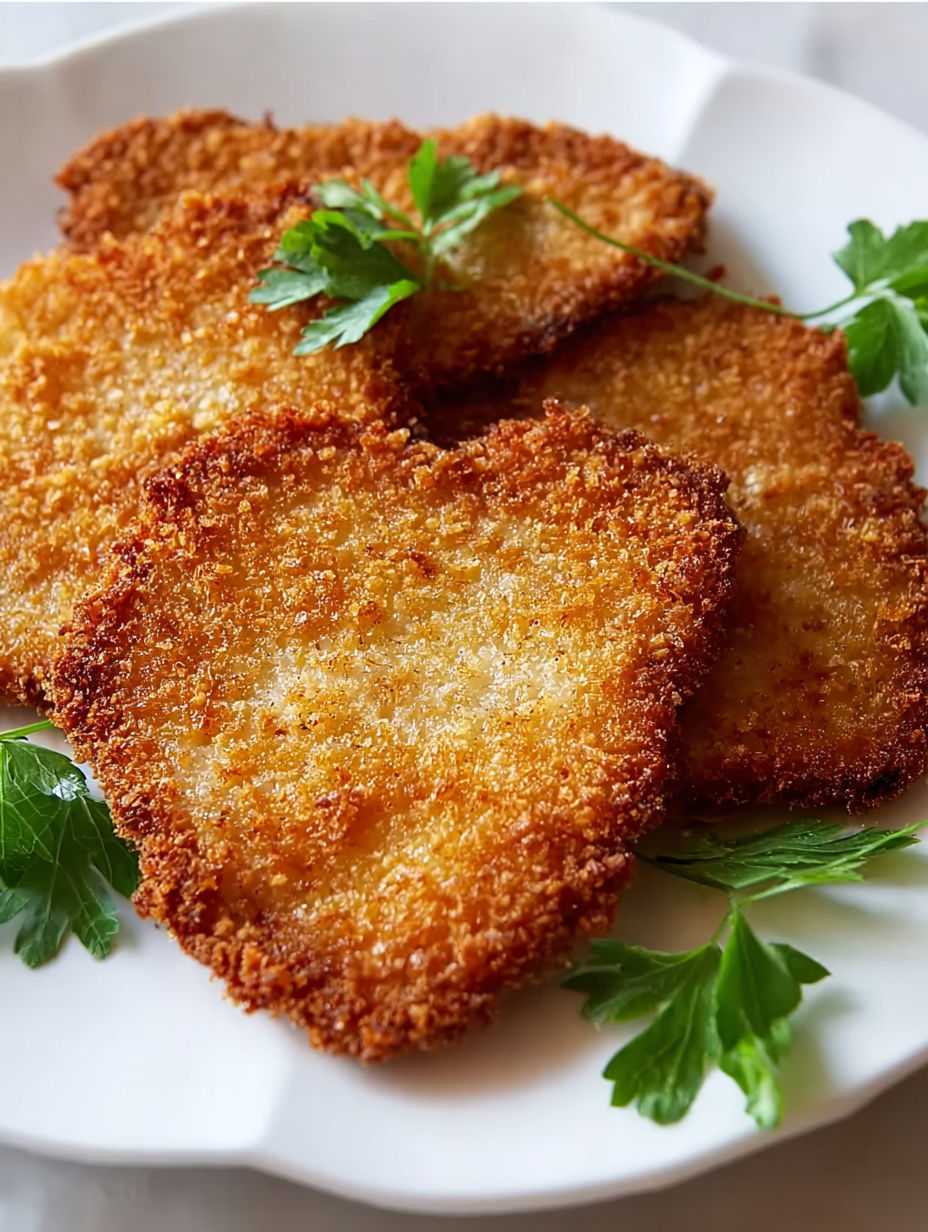 A plate of fried pork cut into heart shapes.