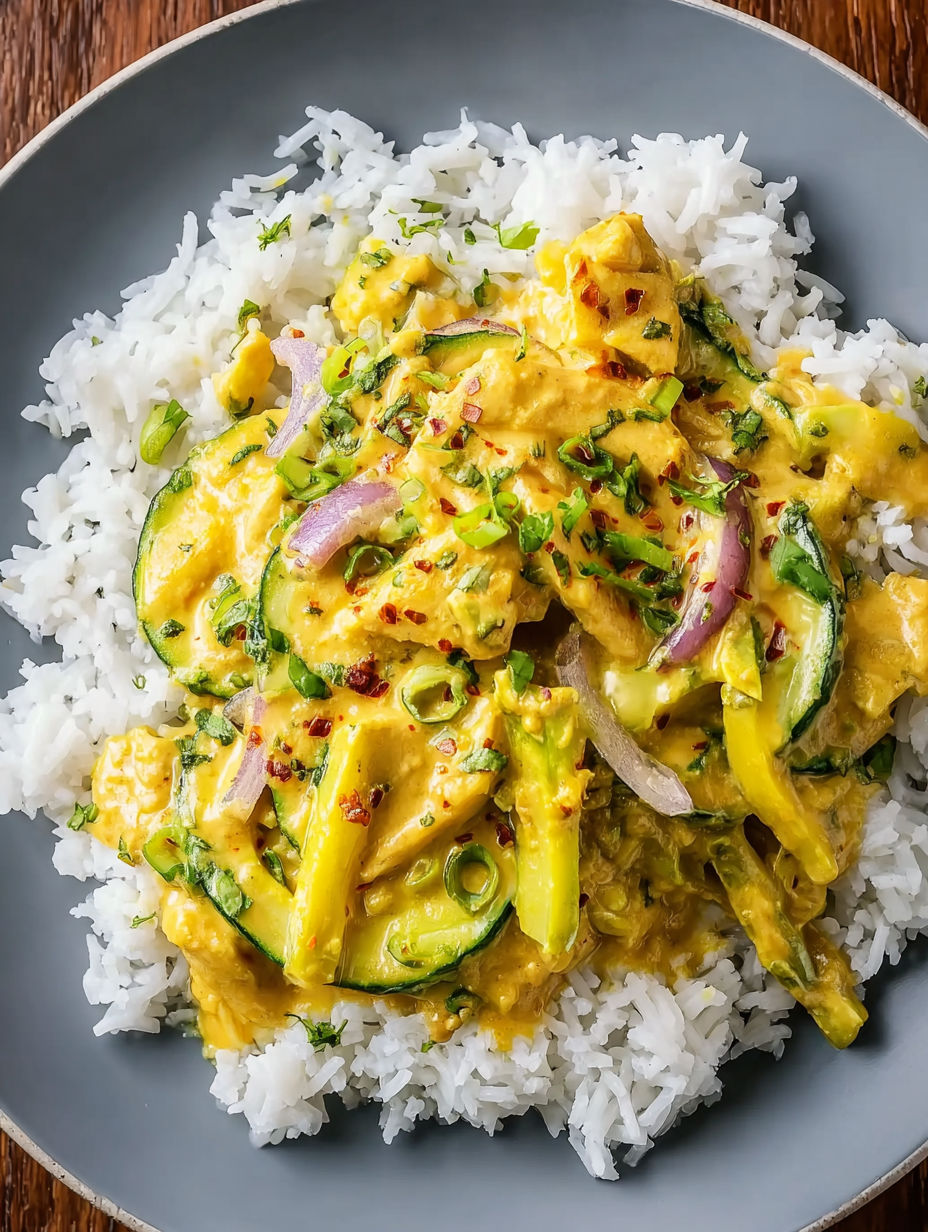 A plate of food with rice and vegetables.