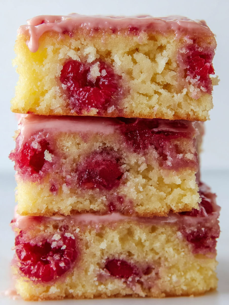 A stack of raspberry lemonade bars.