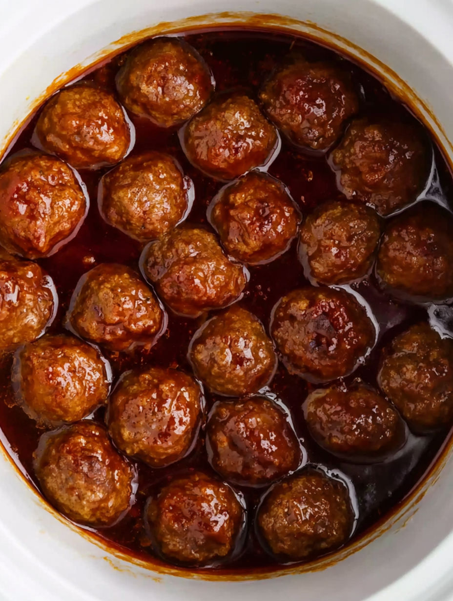A bowl of meatballs in a brown sauce.