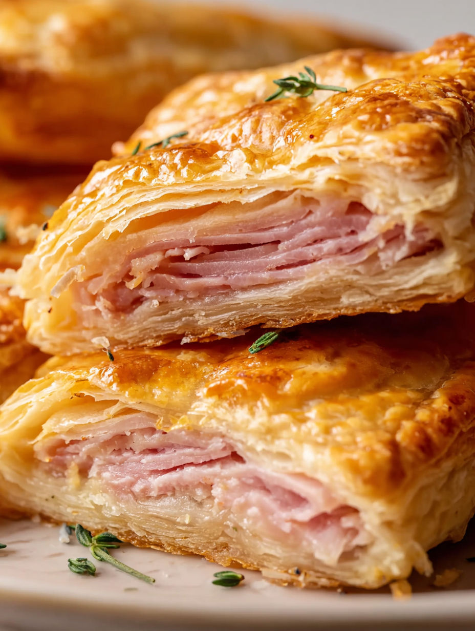 A pastry with meat and cheese.
