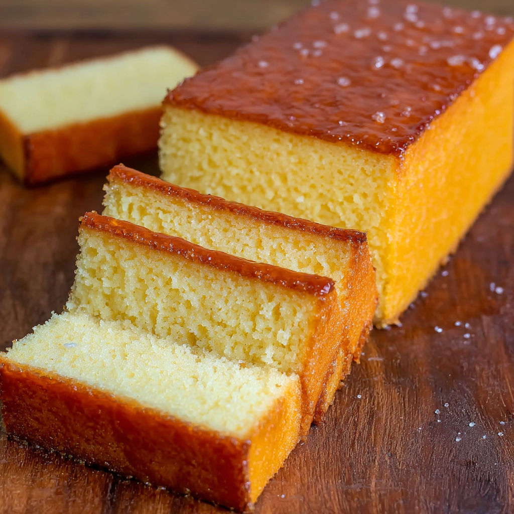 A slice of Japanese Castella cake.