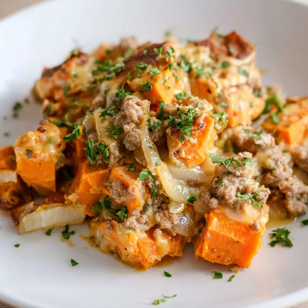 A plate of food with meat and vegetables.