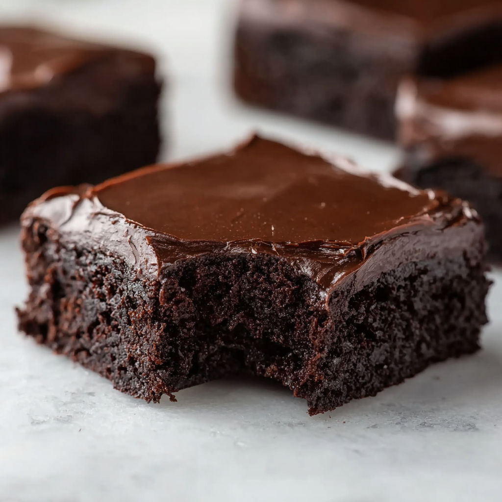 A close up of a chocolate brownie.
