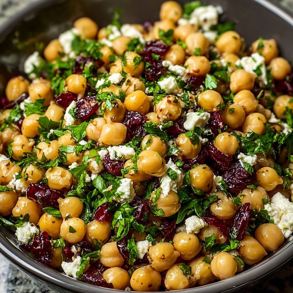 A bowl of food with feta cheese and cranberries.