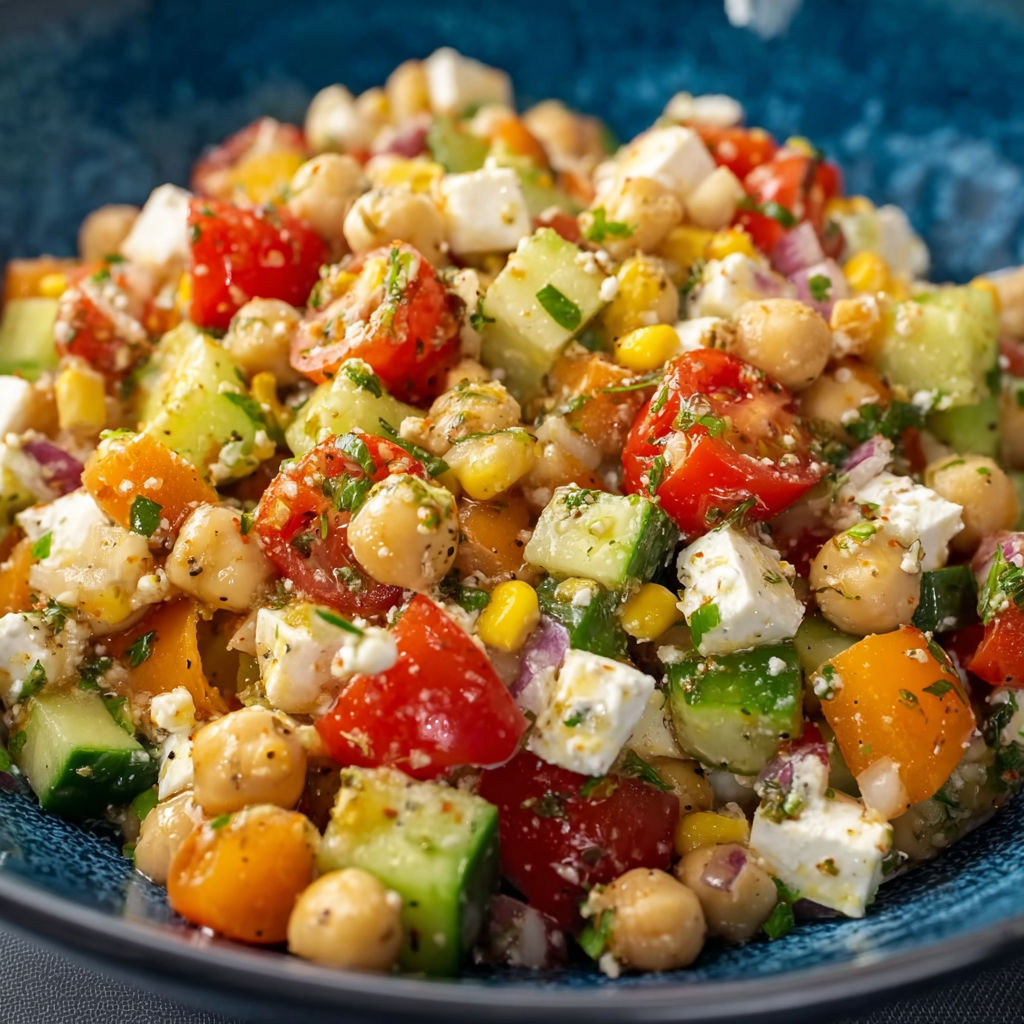 A bowl of vegetables including tomatoes, cucumbers, and beans.