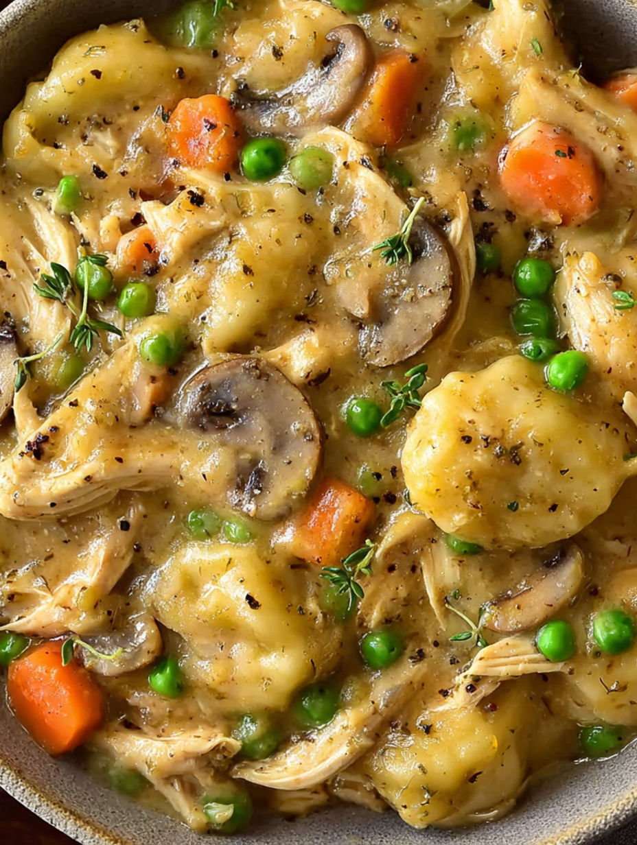 A close up of a dish with mushrooms, peas, and carrots.