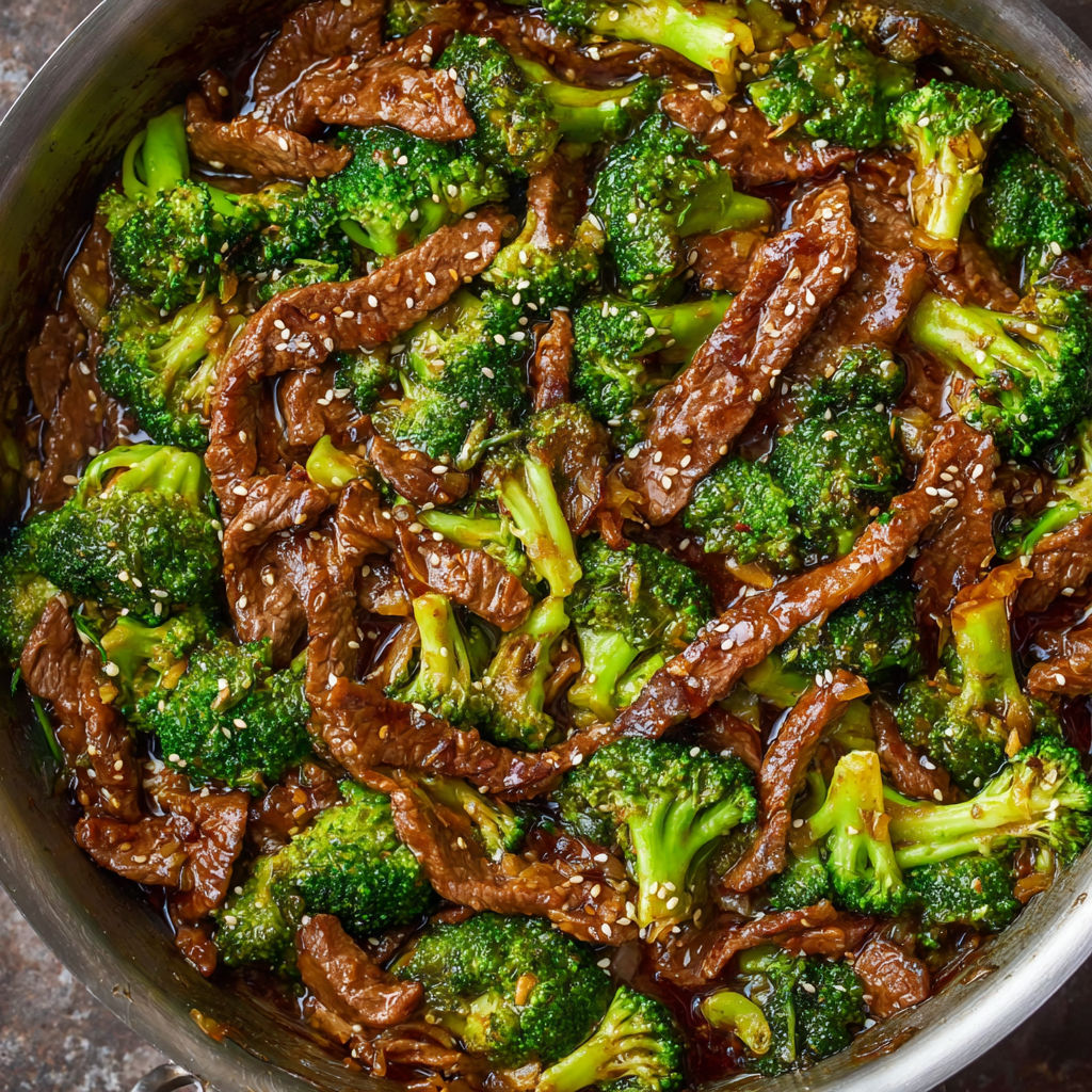 A bowl of beef and broccoli.