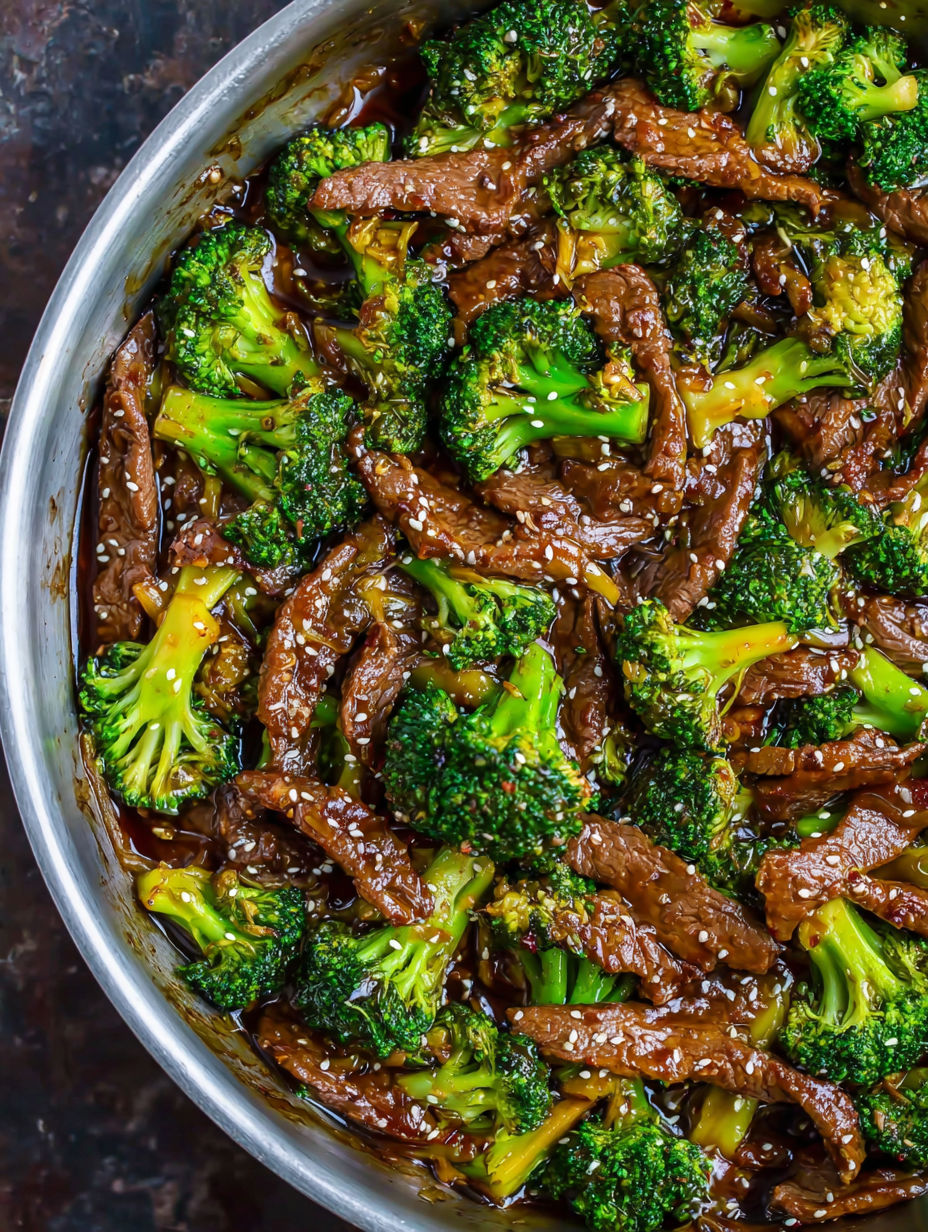 A bowl of beef and broccoli.