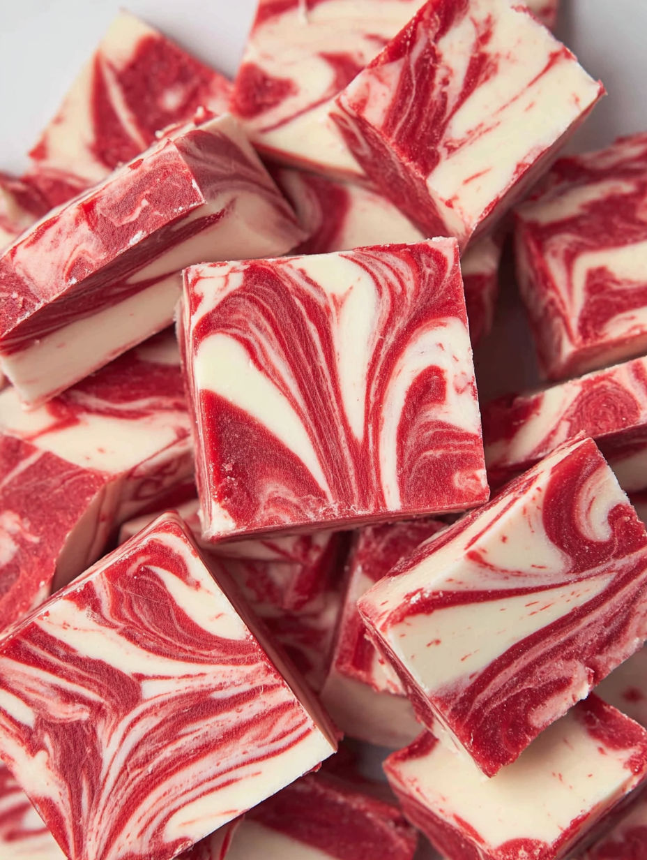 Red velvet fudge cubes.
