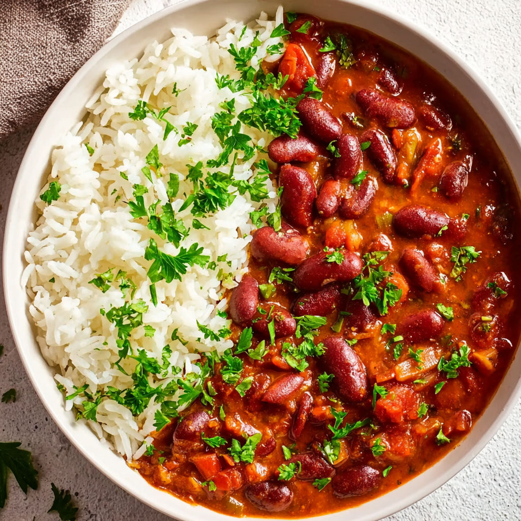 A bowl of beans and rice.
